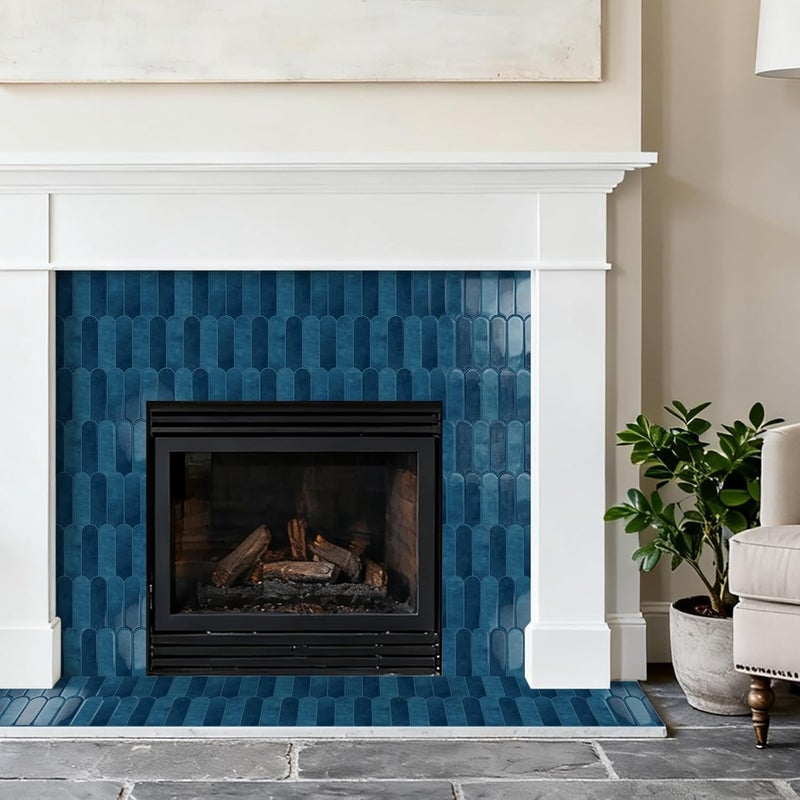 Tiwoos Blue Backsplash Tile Peel and Stick 12"x12" for Kitchen Bathroom Self Adhesive Wall Tiles (10-Sheet,Navy) - Image 3